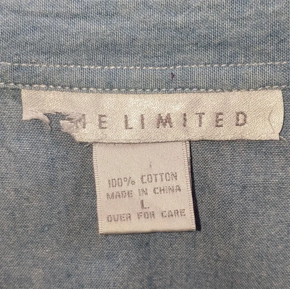 The Limited Sleeveless Denim Top w/ Front Tie LARGE - Picture 4 of 4